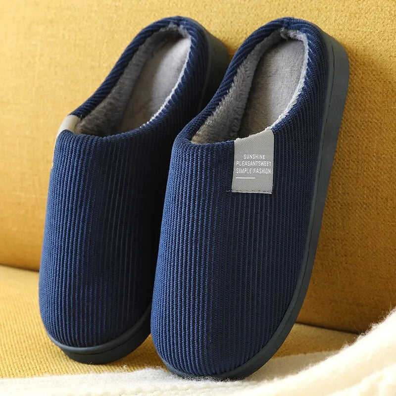 Chaussons femme en tissu peluche, semelle antidérapante, sept coloris, bleu