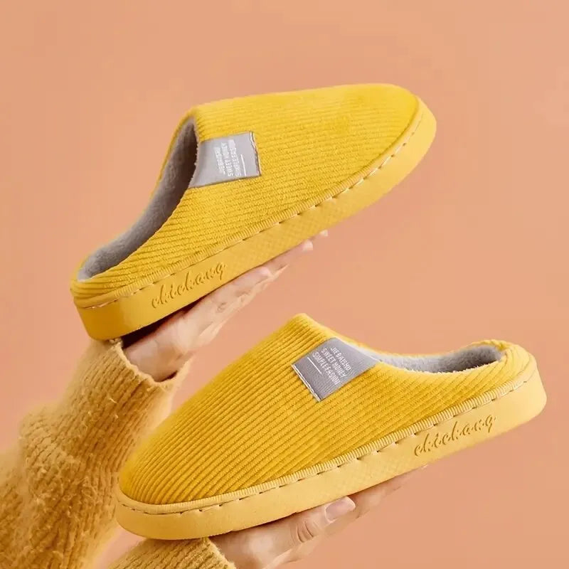 Chaussons femme en tissu peluche, semelle antidérapante, sept coloris
