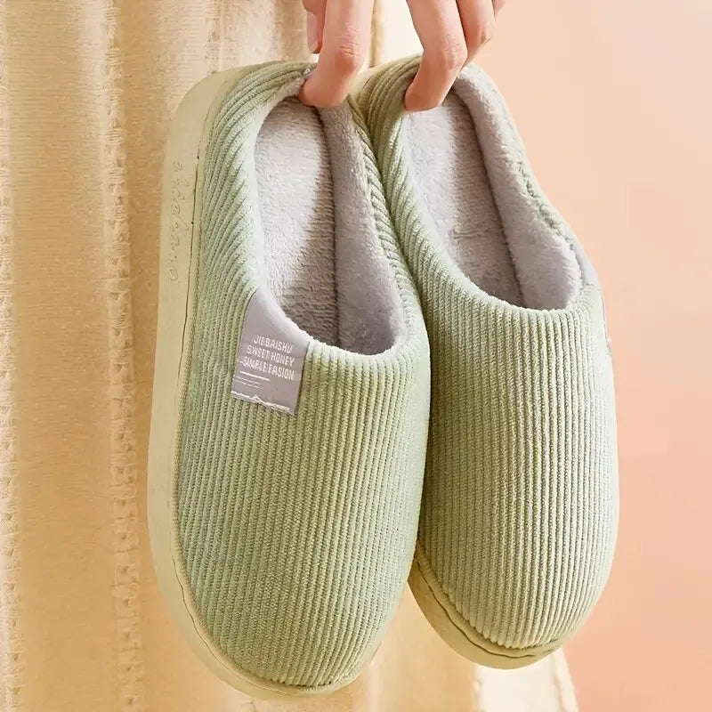 Chaussons femme en tissu peluche, semelle antidérapante, sept coloris
