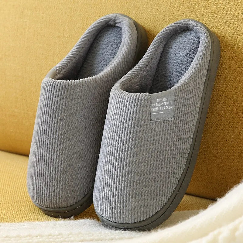 Chaussons femme en tissu peluche, semelle antidérapante, sept coloris, gris