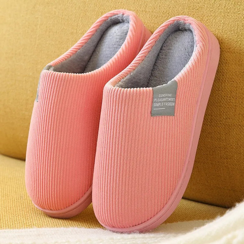 Chaussons femme en tissu peluche, semelle antidérapante, sept coloris, rose