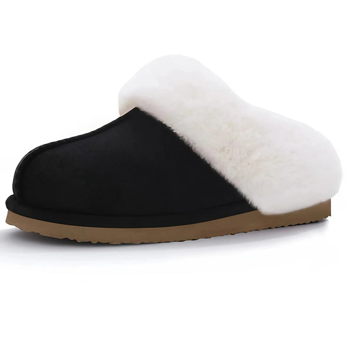 Chaussons mixtes en suédine, doublure fourrée, du 36 au 47, marron