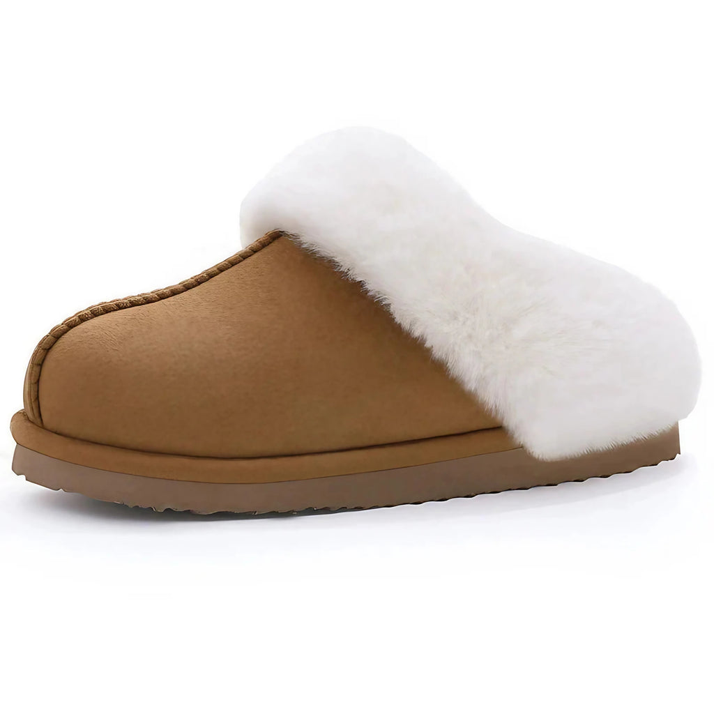 Chaussons mixtes en suédine, doublure fourrée, du 36 au 47, marron
