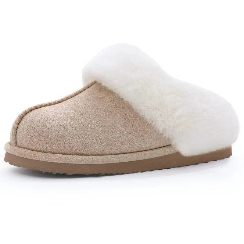 Chaussons mixtes en suédine, doublure fourrée, du 36 au 47, kaki