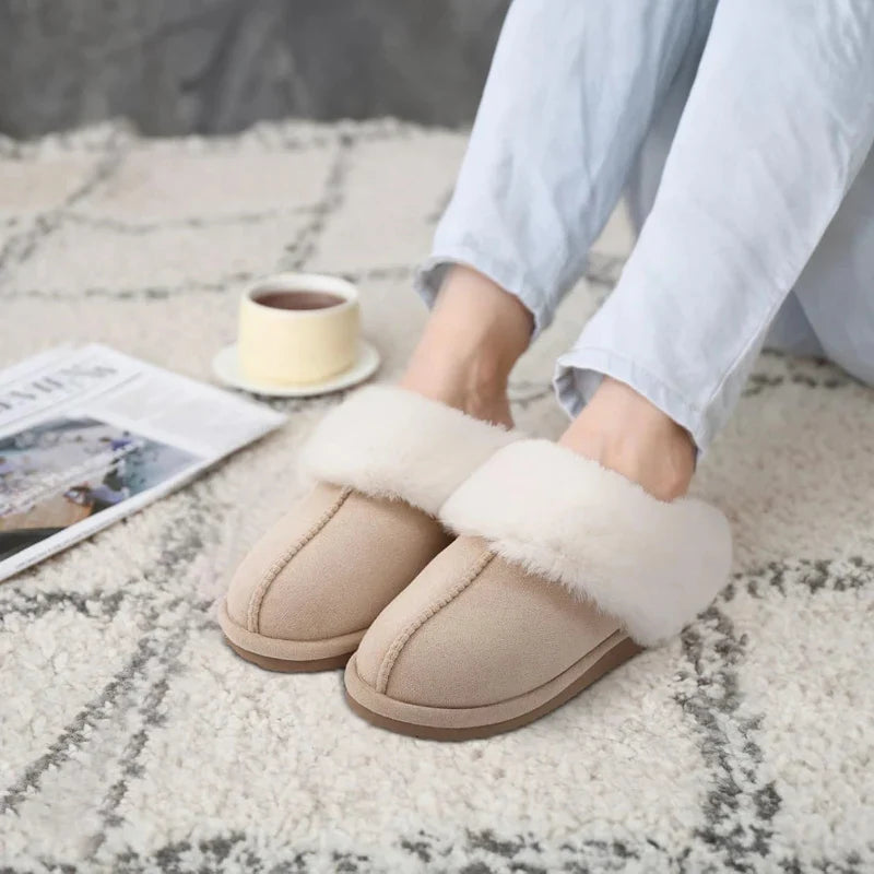 Chaussons mixtes en suédine, doublure fourrée, du 36 au 47