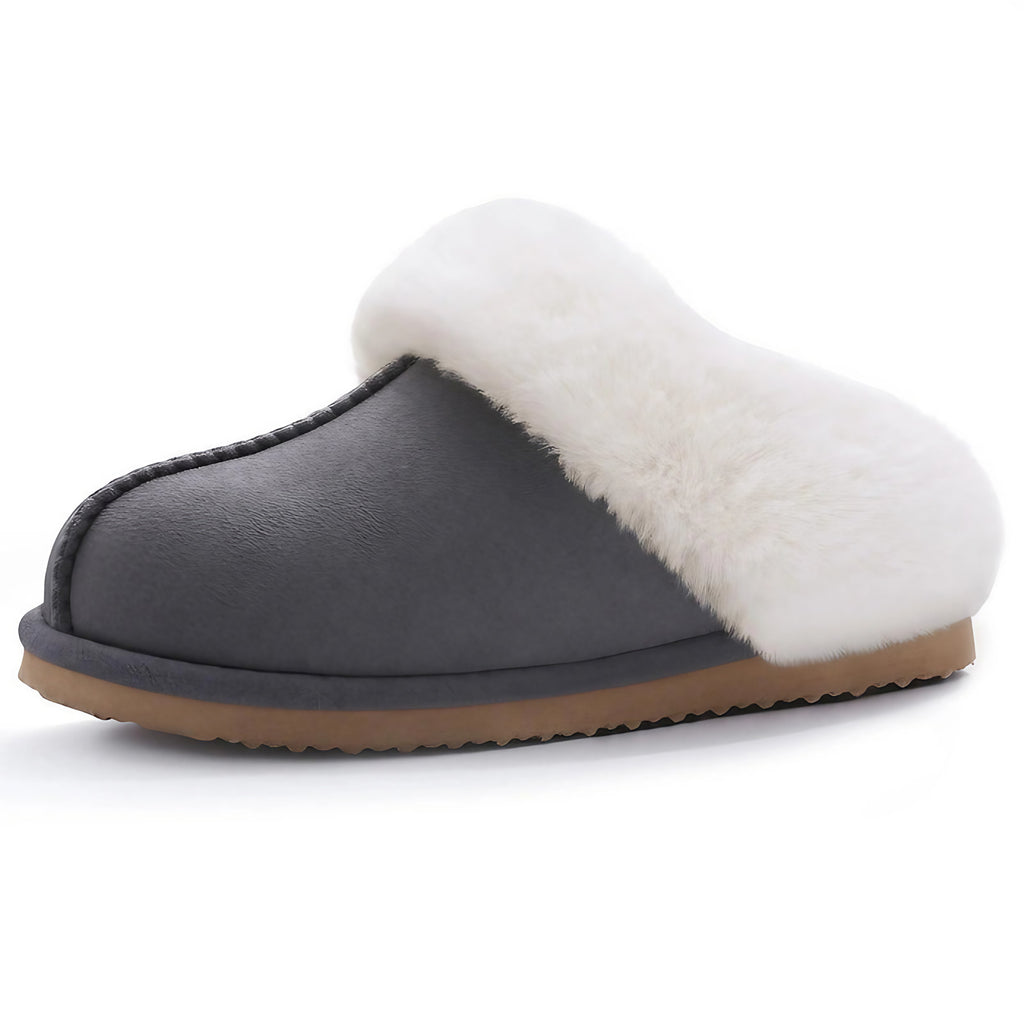 Chaussons mixtes en suédine, doublure fourrée, du 36 au 47, gris