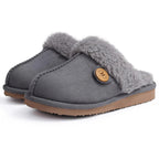 Pantoufles d'hiver mixtes en suédine, doublure peluche, gris