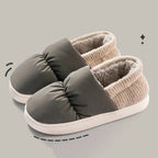 Pantoufles d'hiver unisexe doublées de peluche, gris
