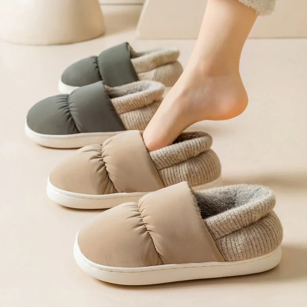 Pantoufles d'hiver unisexe doublées de peluche