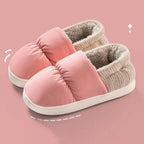 Pantoufles d'hiver unisexe doublées de peluche, rose