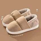 Pantoufles d'hiver unisexe doublées de peluche, kaki