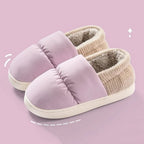 Pantoufles d'hiver unisexe doublées de peluche, violet