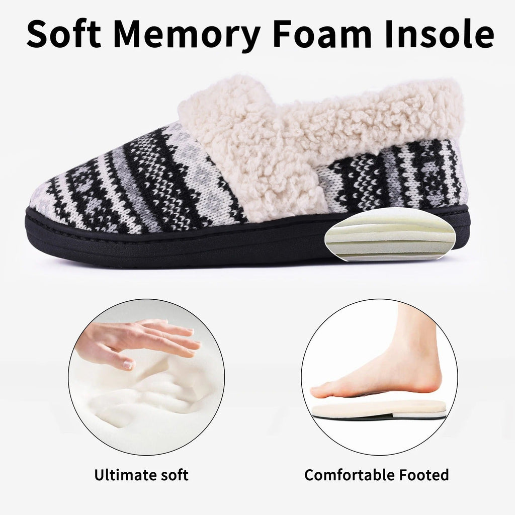 Chaussons mixtes en tricot doublés peluche, semelle antidérapante