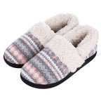 Chaussons mixtes en tricot doublés peluche, semelle antidérapante, violet