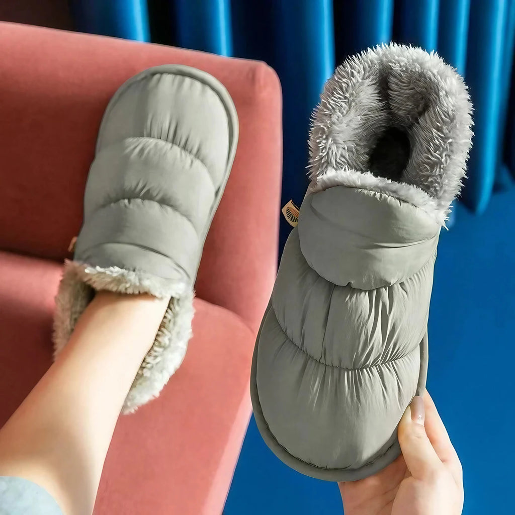 Chaussons en peluche mixtes, semelle antidérapante, du 36 au 45, vert