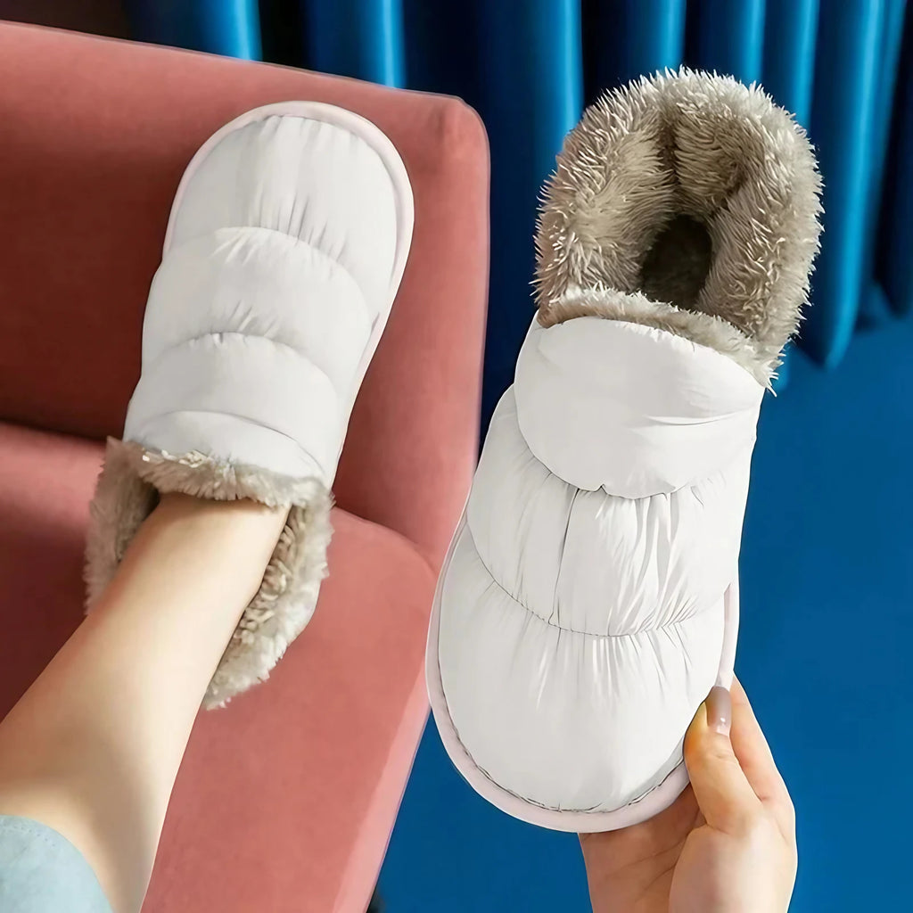 Chaussons en peluche mixtes, semelle antidérapante, du 36 au 45, blanc