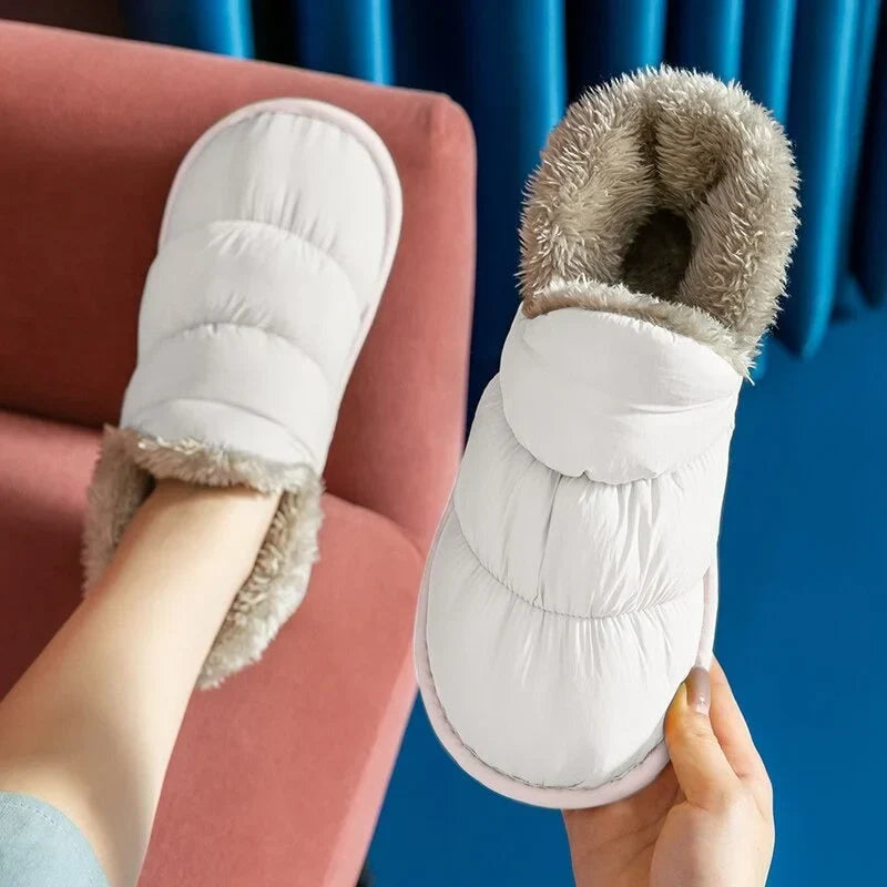 Chaussons en peluche mixtes, semelle antidérapante, du 36 au 45, blanc