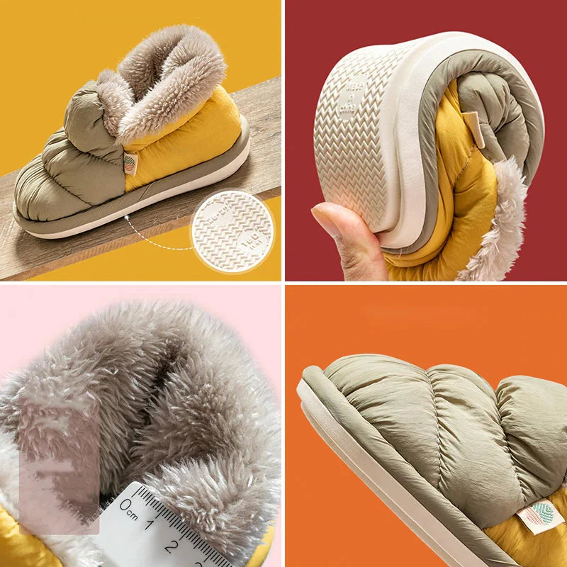 Chaussons en peluche mixtes, semelle antidérapante, du 36 au 45