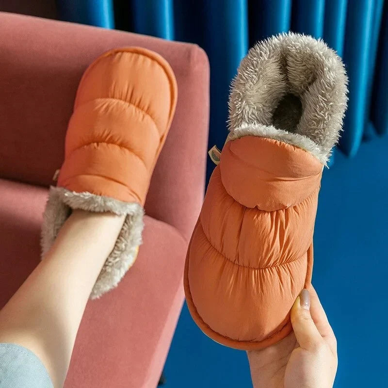 Chaussons en peluche mixtes, semelle antidérapante, du 36 au 45, orange