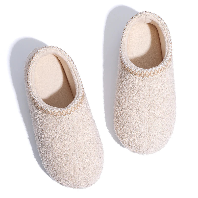Chaussons mocassins bouclés femme, doublure fausse fourrure
