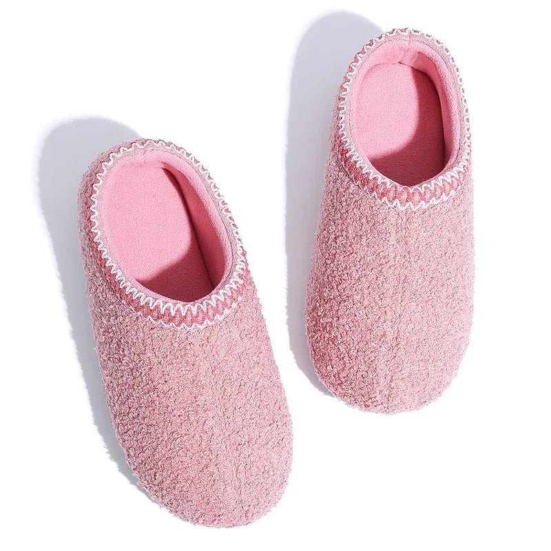 Chaussons mocassins bouclés femme, doublure fausse fourrure