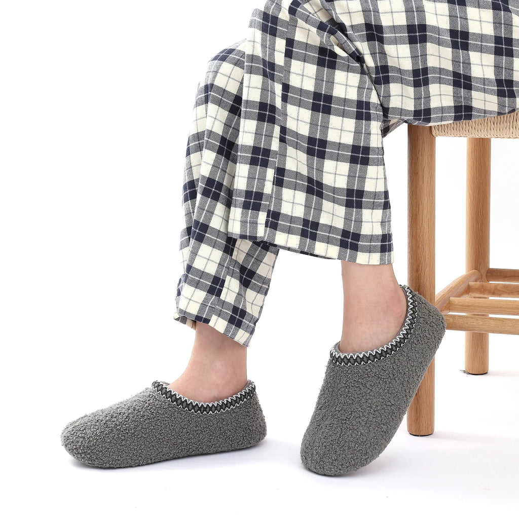 Chaussons mocassins bouclés femme, doublure fausse fourrure