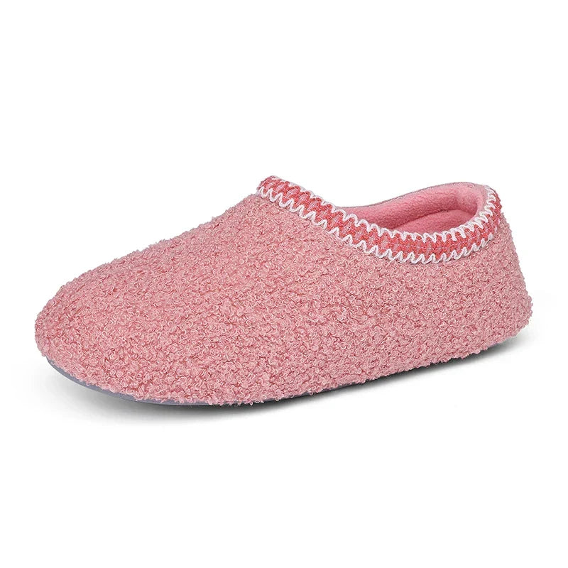 Chaussons mocassins bouclés femme, doublure fausse fourrure