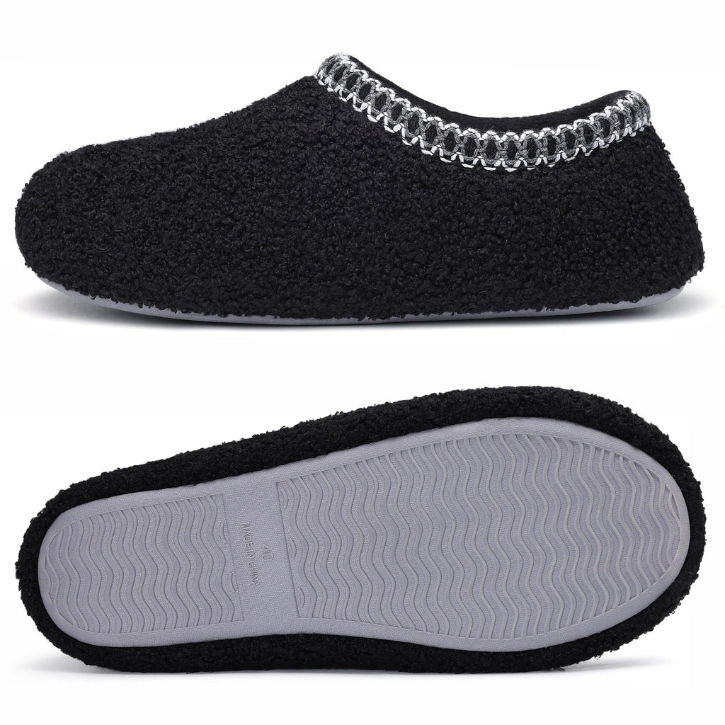 Chaussons mocassins bouclés femme, doublure fausse fourrure