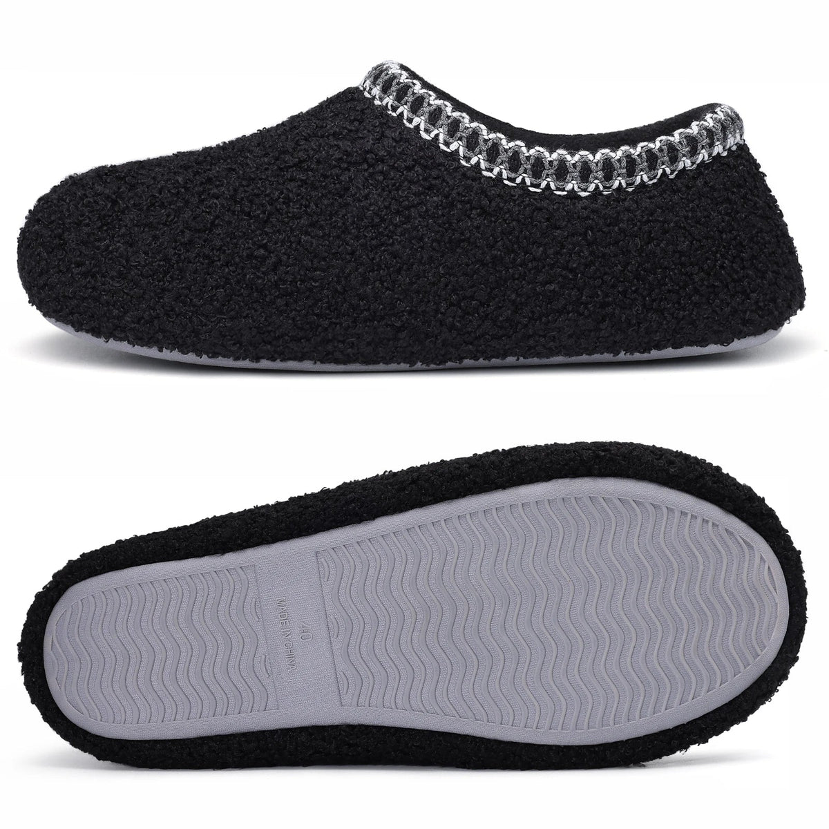 Chaussons mocassins bouclés femme, doublure fausse fourrure
