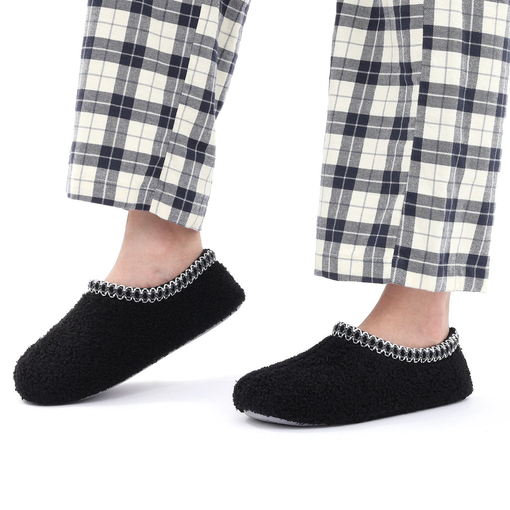 Chaussons mocassins bouclés femme, doublure fausse fourrure