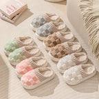 Pantoufles mixtes en coton à carreaux, semelle souple