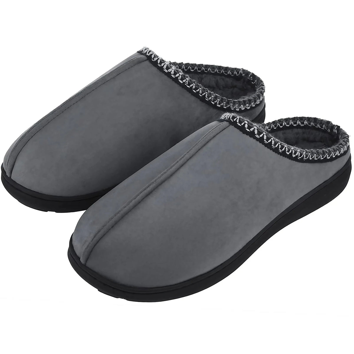 Pantoufles en fausse fourrure mixtes, semelle antidérapante, gris