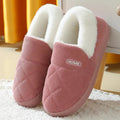 Chaussons en peluche mixtes, fourrés, semelle antidérapante, rose