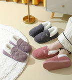 Chaussons en peluche mixtes, fourrés, semelle antidérapante
