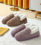 Chaussons en peluche mixtes, fourrés, semelle antidérapante