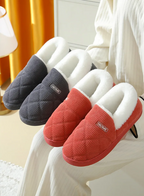 Chaussons en peluche mixtes, fourrés, semelle antidérapante