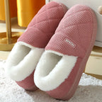 Chaussons en peluche mixtes, fourrés, semelle antidérapante