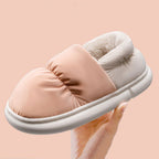 Chaussons mixtes doublés de peluche, semelle antidérapante, rose