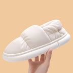 Chaussons mixtes doublés de peluche, semelle antidérapante, blanc