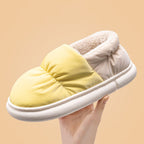 Chaussons mixtes doublés de peluche, semelle antidérapante, jaune