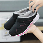 Chaussons mixtes en peluche, semelle antidérapante, du 36 au 48, noir et rose