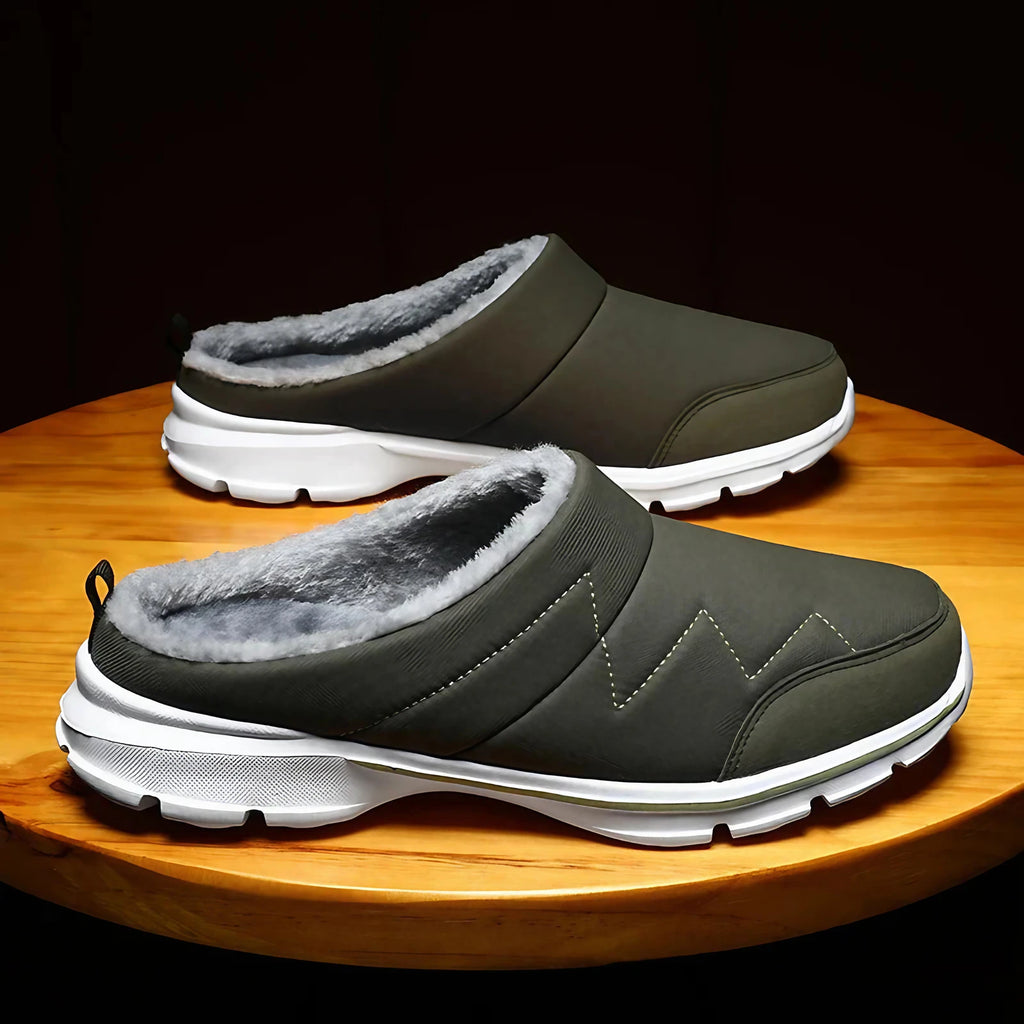 Chaussons mixtes en peluche, semelle antidérapante, du 36 au 48, vert militaire