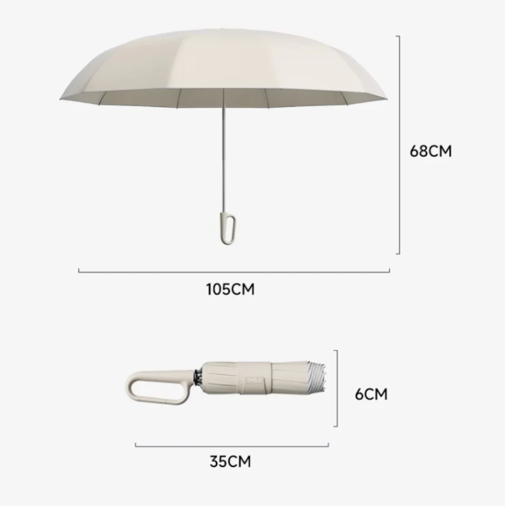 Parapluie anti-tempête à bord réfléchissant, format compact