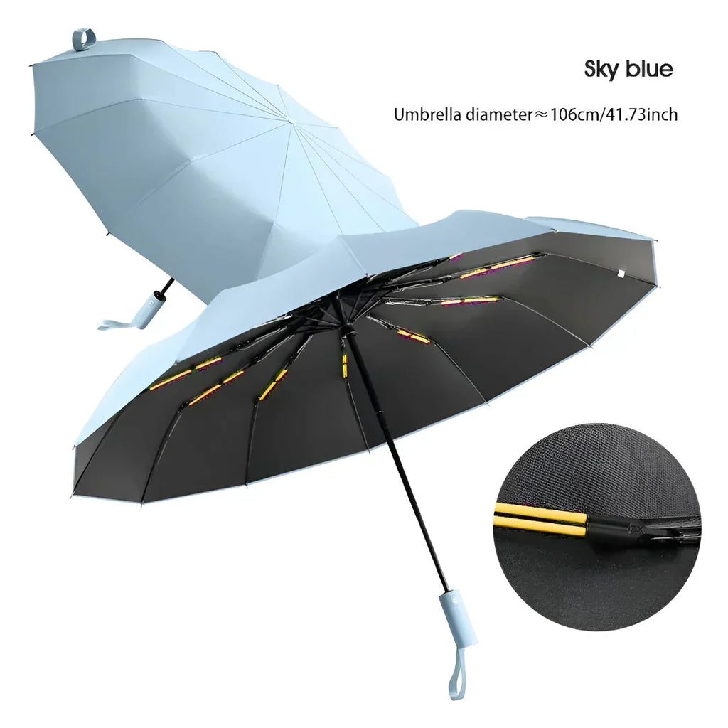 Parapluie anti-UV résistant au vent, huit coloris, bleu clair