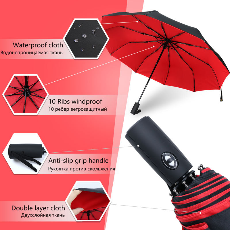 Parapluie anti-vent pliant et compact, cinq coloris