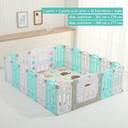Parc bébé modulable pliable, de 10 à 24 panneaux, avec tapis, turquoise