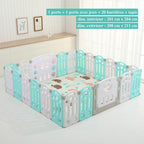 Parc bébé modulable pliable, de 10 à 24 panneaux, avec tapis, turquoise