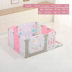 Parc bébé modulable pliable, de 10 à 24 panneaux, avec tapis, rose