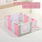 Parc bébé modulable pliable, de 10 à 24 panneaux, avec tapis, rose