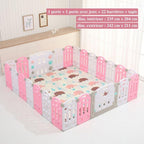Parc bébé modulable pliable, de 10 à 24 panneaux, avec tapis, rose